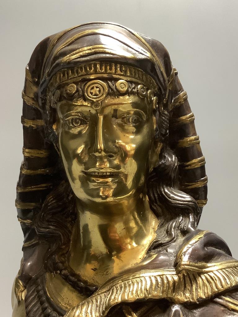 An Egyptian style bronze bust of a woman, height 34cm